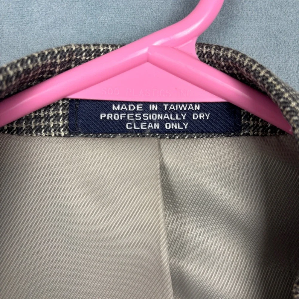 Chaps Ralph Lauren Silk Wool Houndstooth Sport Coat Blazer 42R Brown Tan